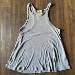 free people oversized ribbed knit loose fit gray polyester tank top women’s XS